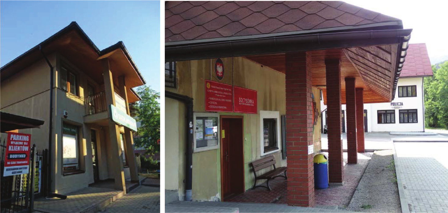 Przykłady budynków, w których dach jest oparty na filarach (autor: Małgorzata Buśko) Figure 9.