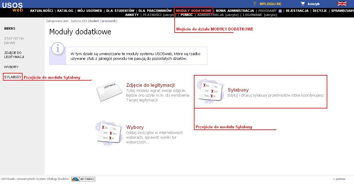 Rys. 2 Dział MODUŁY DODATKOWE 3.