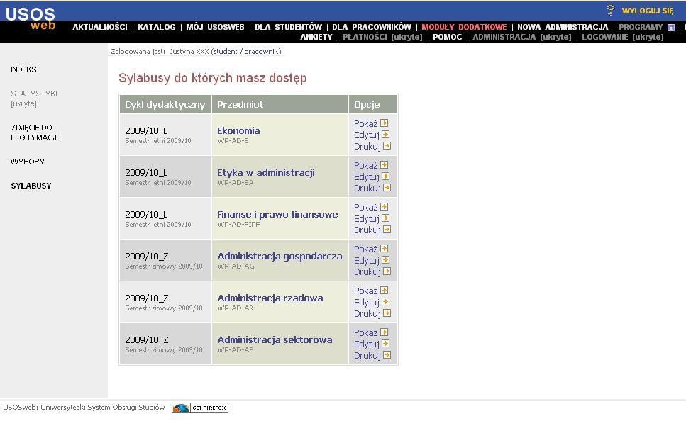 ma dostęp w ramach wprowadzania sylabusów (Rys. 3).