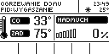 Instrukcja obsługi IV.h.1) Ogrzewanie domu Wybierając tą opcję regulator przechodzi w stan ogrzewania obiegu C.O. Pompa C.O. zaczyna pracować powyżej temperatury załączania się pompy (fabrycznie ustawiony na 38 O C).