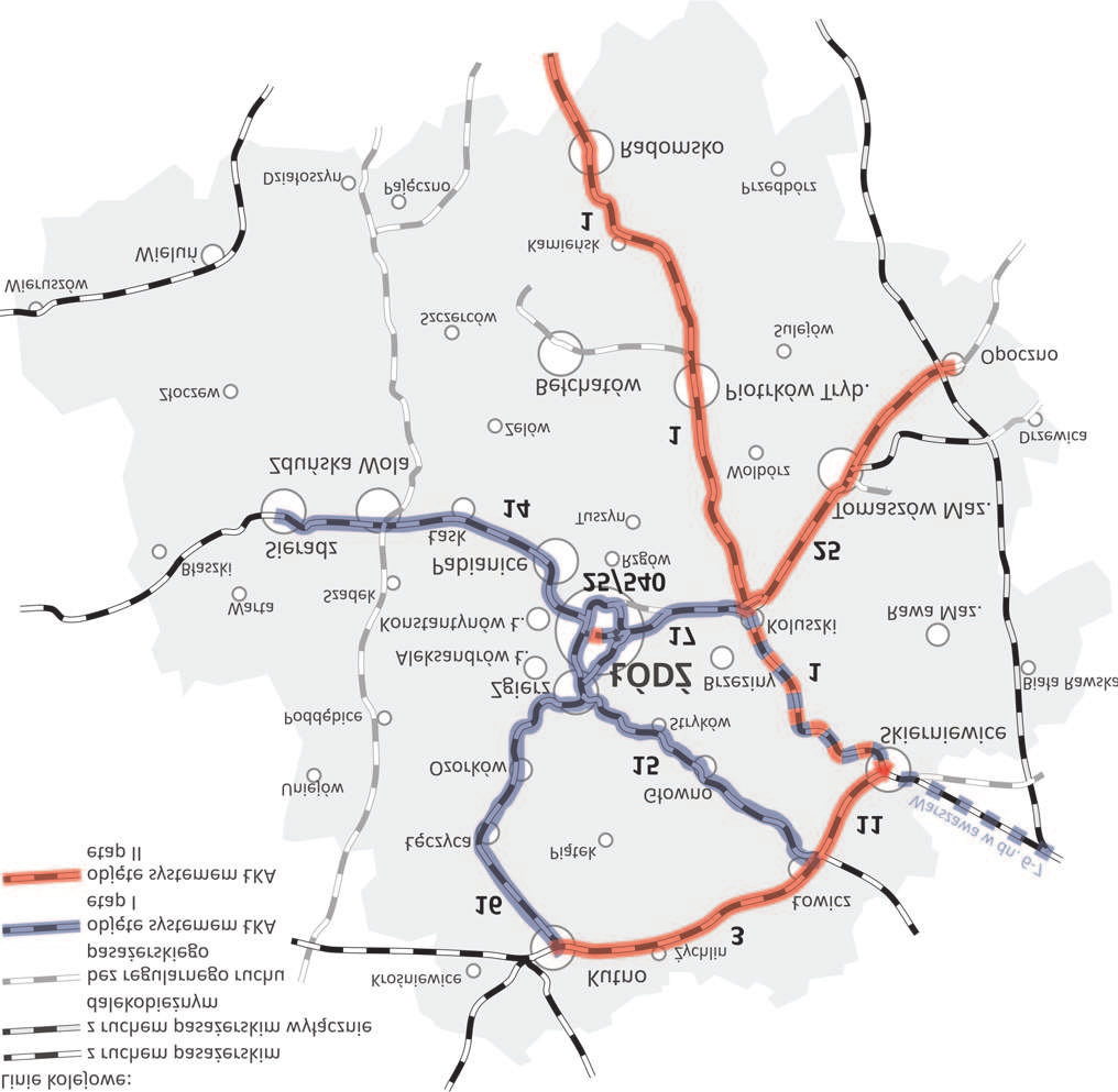 Perspektywy rozwoju ódzkiego W z a Kolejowego 53 inwestycji czas przejazdu z Łodzi do prawie każdej z sąsiednich aglomeracji wyniesie poniżej 3 godzin (rysunek 4)