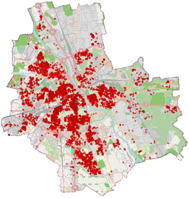 15 Lokalizację budynków i transakcji uwzględnionych w analizie przedstawia poniższa mapka: Rysunek 4 Mapa transakcji lokali stanowiących podstawę analizy rynku 3.