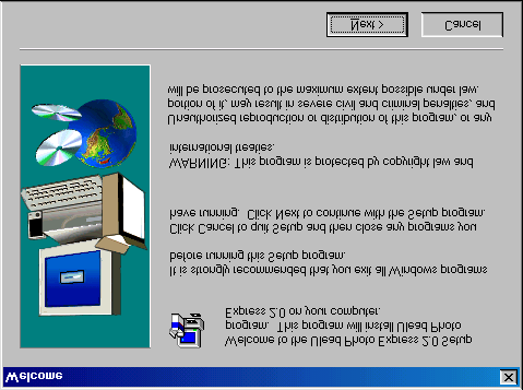 Instalacja TextBridge Classic 2.0 została zakończona. 4.4 Właściwości skanera i kamery Po instalacji pojawi się okno z właściwościami skanera i kamery (Windows 98). Kliknij OK, aby zamknąć to okno. 4.5 Instalacja PhotoExpress 2.