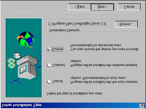 PL Rysunek 8: Wybór typu instalacji 4. Wybierz 'Niestandardowa {Custom}, (Rysunek 8), tak aby to pole zostało zaznaczone. 5.