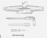 192 Pielęgnacja samochodu Narzędzia samochodowe Narzędzia Samochody z kołem zapasowym być używane tylko w tym samochodzie. Podnośnika należy używać tylko do zmiany koła.