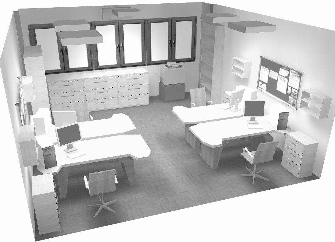 Visualization and simulation results of light intensity distribution in a office room W tablicach 5 i 6 przedstawiono otrzymane w wyniku