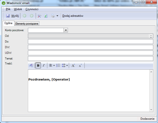 Rys. 87 Okno nowej wiadomości.