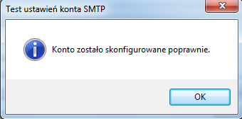 SMTP POP3 IMAP SSL 25 110 143-465 995 993 Testuj przycisk pozwalający na sprawdzenie poprawności wprowadzonych danych dotyczących konta pocztowego i sprawności połączeń.