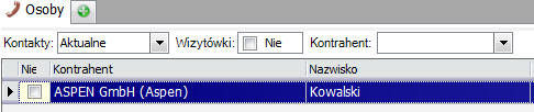 Osoby Kolejną składową modułu CRM stanowi lista osób kontaktowych kontrahenta. Służy ona do wprowadzania danych konkretnych osób reprezentujących kontrahenta np.