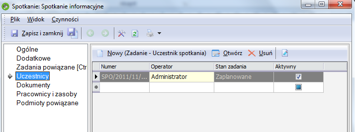 Definicja Spotkania - zadania grupowe Szczególną właściwością zadań niedostępną dla zdarzeń jest możliwość wprowadzania zadań grupowych.