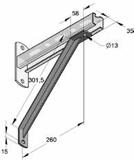 Zastrzał 45 Otwory: Ø 13,0 mm Materiał: stal nierdzewna Zastrzał- 45 - T-Profil Nazwa Długość Masa Ilość w opak.