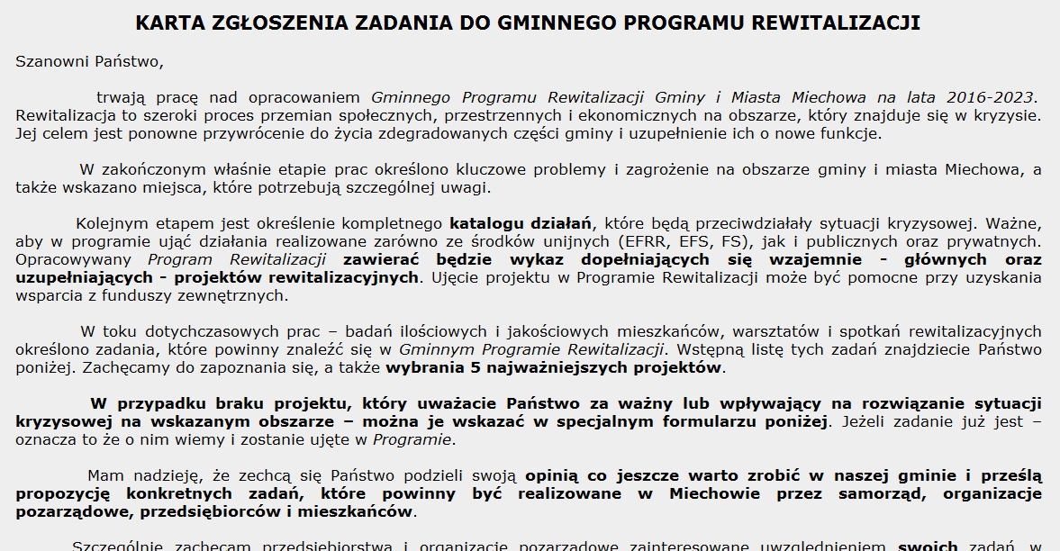 wniskdawca: Gmina Miechów, wartść prjektu: 18 700 000,00 PLN; Rewitalizacja