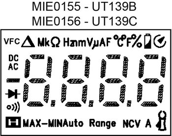 natężenia MAX-MIN Pomiar wartości MAX/MIN nf / µf / mf Jednostki pojemności Wyczerpana bateria ºC Jednostki temperatury w stopniach Celsjusza Auto Range Automatyczny zakres ºF Jednostki