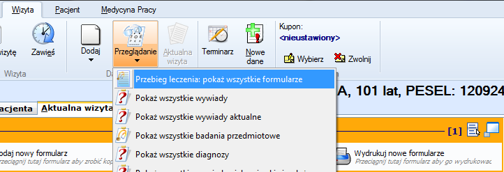 Przykładowo, jeśli przeglądamy listę pacjentów widzimy tam adres pacjenta, w szczególności nazwę miejscowości.