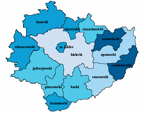 Rysunek 25. Średnie wyniki Arkusza II w powiatach województwa świętokrzyskiego. IV. Analiza arkuszy egzaminacyjnych 1. Analiza ilościowa i jakościowa zadań Arkusza I.