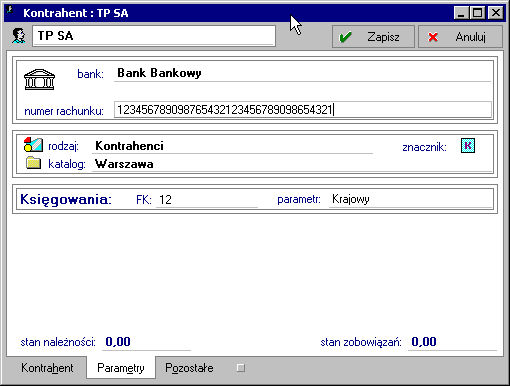 Podstawowe pojęcia i dane 3 13 Ochrona danych Rys. 3-5 Strona z innymi informacjami o kontrahencie.