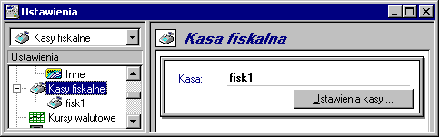 Administracja 4 15 Konfigurowanie kas fiskalnych Rys. 4-11 Okno Ustawienia - Kasy fiskalne.