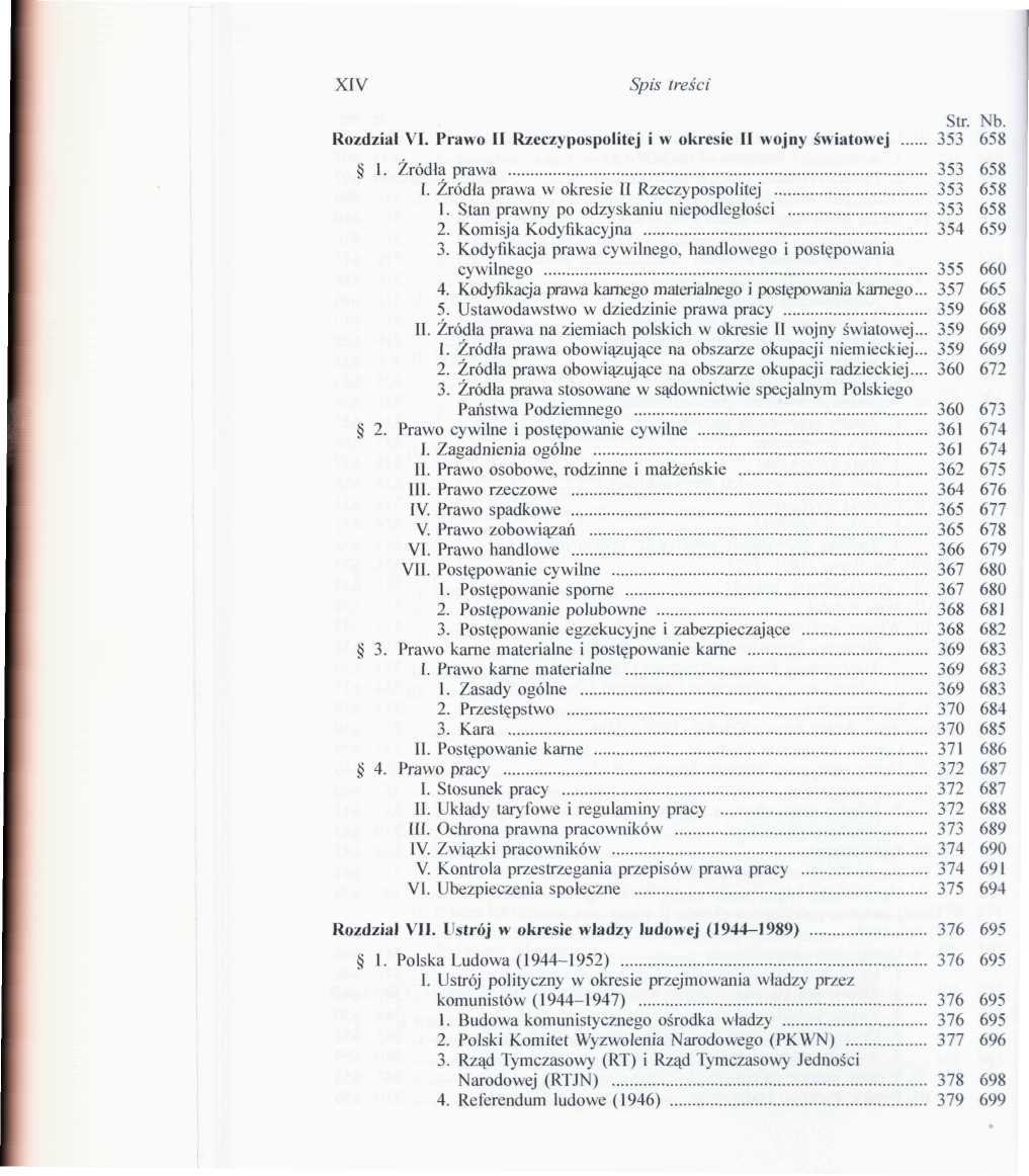 XIV Spis treści Rozdział VI. Prawo II Rzeczypospolitej i w okresie II wojny światowej 353 658 1. Źródła prawa 353 658 I. Źródła prawa w okresie II Rzeczypospolitej 353 658 1.