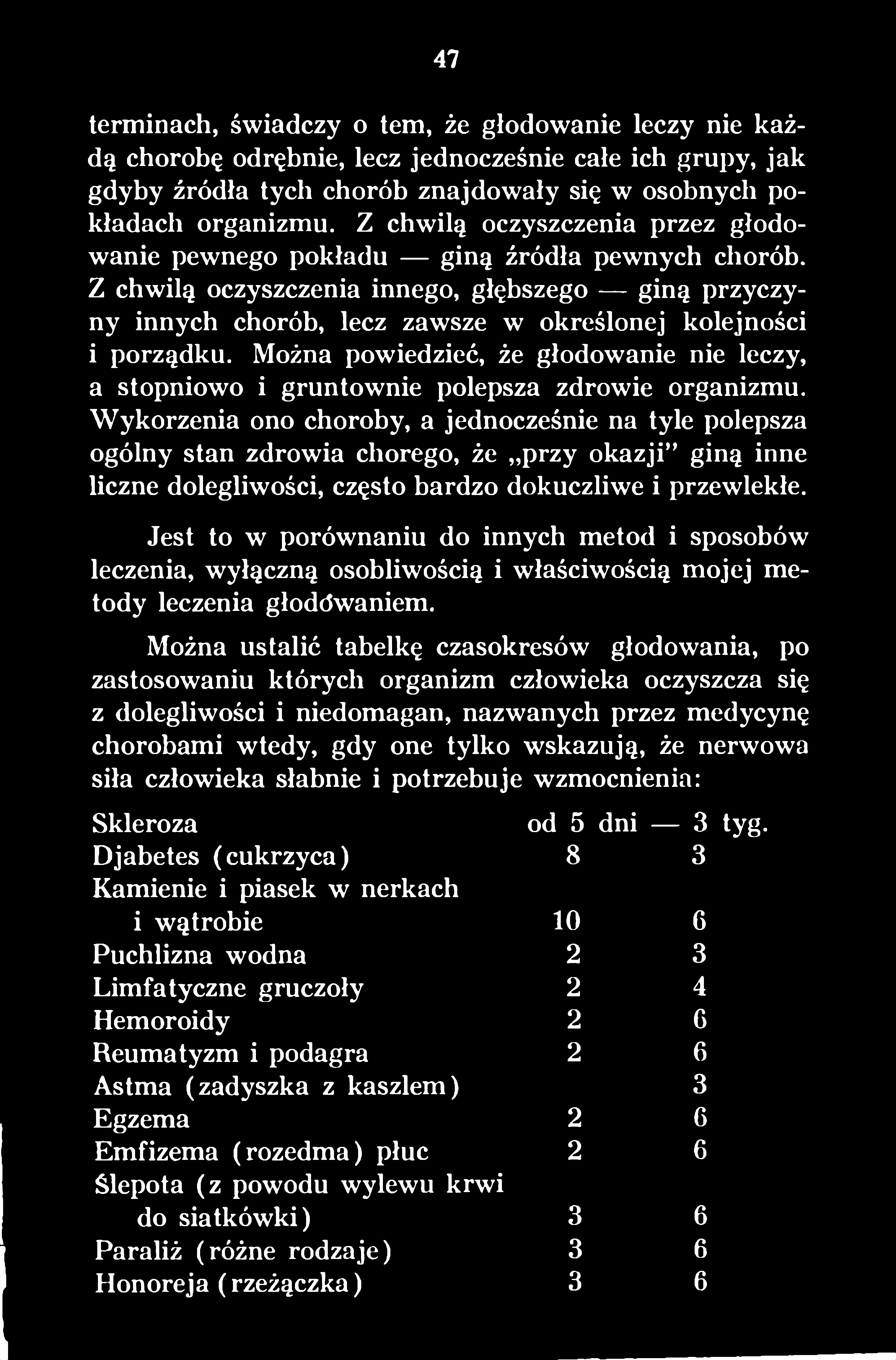 Jest to w porównaniu do innych metod i sposobów leczenia, wyłączną osobliwością i właściwością mojej metody leczenia głoddwaniem.