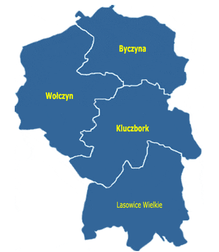 Polski: Górny Śląsk z Wielkopolską i Pomorzem Zachodnim, oraz z Dolnym Śląskiem, a także Śląsk Opolski z Ziemią Łódzką. Miasto Kluczbork jest siedzibą władz powiatowych.