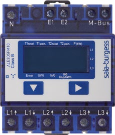 T2total Połączenia elektryczne M-Bus Zaciski E1 I E2 Zaciski podłączeniowe dla przełącznika taryfowego (E1 rozwarte taryfa 1, E1 zwarte taryfa 2) T1part. T2part.