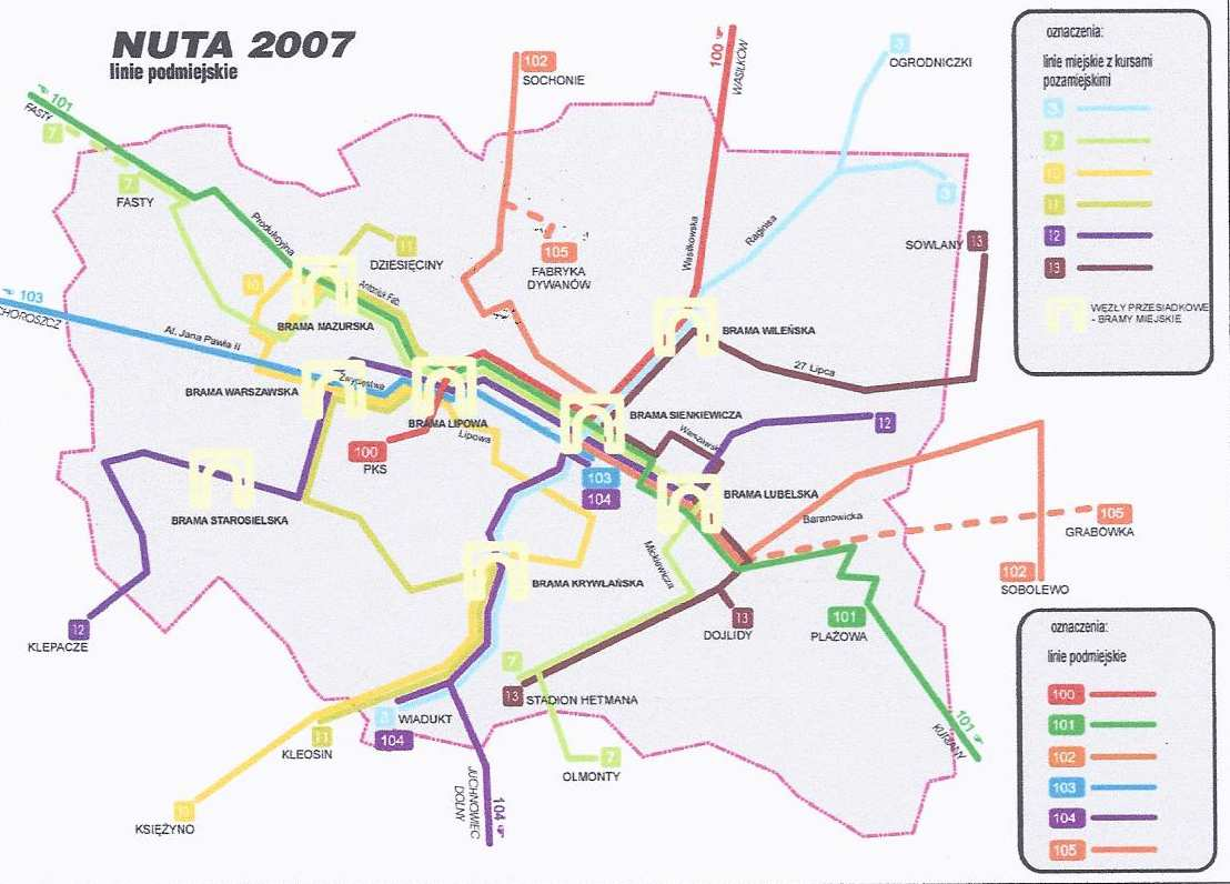 prac nad modyfikacją ruchu w mieście i wprowadzeniem autobusowych korytarzy wysokiej jakości. Rys. 13. Proponowane lokalizacje węzłów przesiadkowych Źródło: Priorytety dla komunikacji miejskiej.