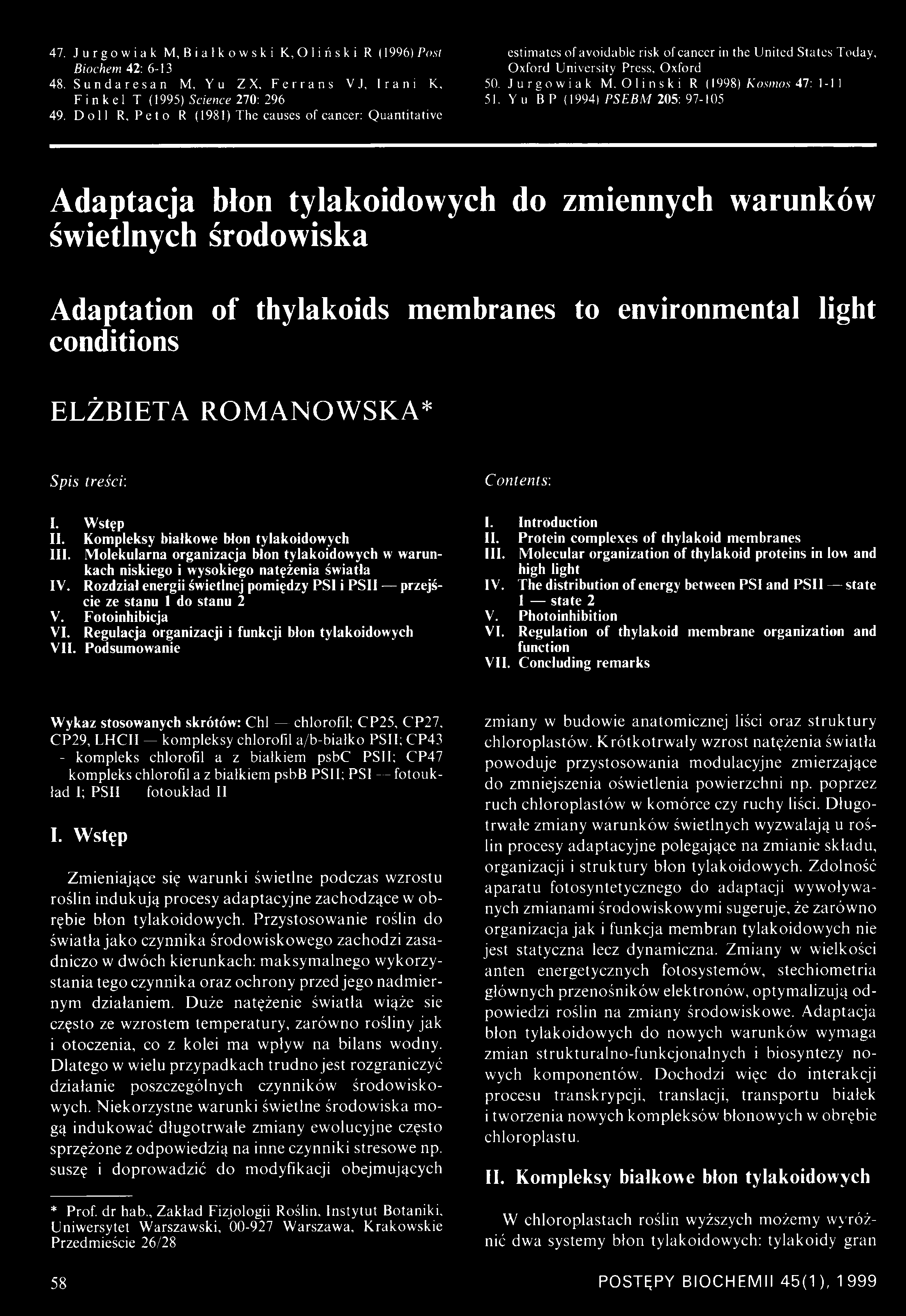 O 1i n s k i R (1998) Kosmos 47: 1-11 51.