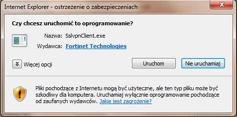 KSAT2000i instrukcja instalacji systemu KSAT2000i Rysunek 5 Ostrzeżenie o zabezpieczeniach przeglądarki Internet Explorer W każdym z przypadków klikamy przycisk Uruchom.