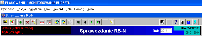 3.2. Okno sprawozdania jednostkowego - omówienie korzystania z ikon na górnym pasku ekranu widocznym na obrazie ekranu nr 6.