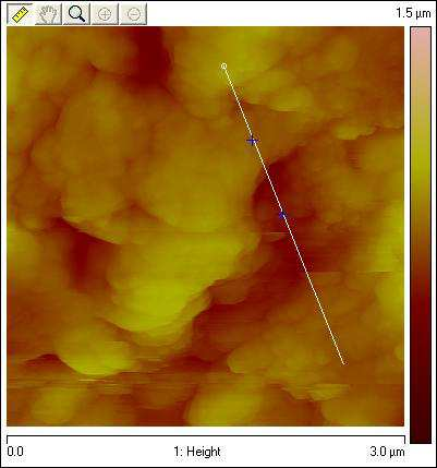 1-2, badany obszar 3,0µm, ziarno czarne,