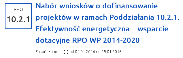 Europejski Fundusz Rozwoju Regionalnego OP 10 Energia Działanie 10.2 