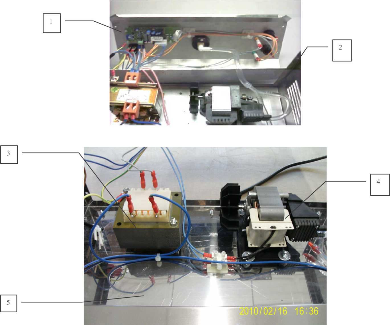 ELEMENTY WEWNĘTRZNE 1. Panel elektroniczny sterujący cyklem 2. Obudowa ze stali nierdzewnej 3. Transformator zasilający listwę zgrzewającą 4.