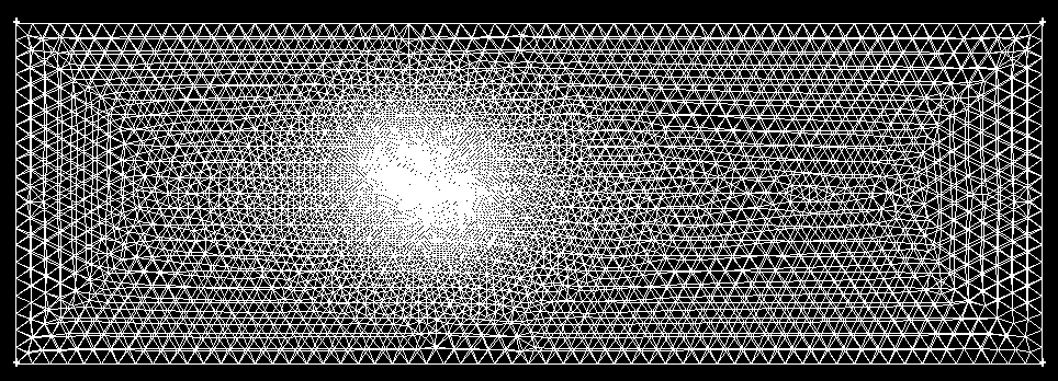 3 Wygląd siatki na powierzchni pl-symetrii 4) w objętości tunel utworzyć siatkę typu Tet/Hybrid Tgrid, Interval size = 1.