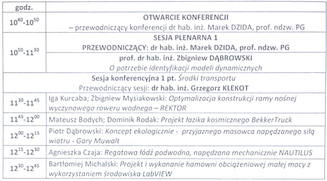 Dzień 4-24.10. 2016 r. - I sesja konferencyjna i wzburzone morze... Pierwsza sesja konferencyjna została otwarta przez dr hab. inż.