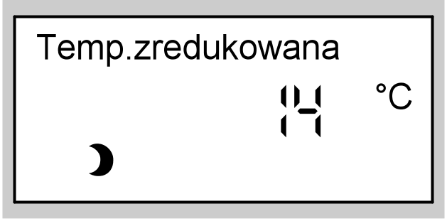 Regulacja temperatury pomieszczeń Nastawa stałej regulacji temperatury... (ciąg dalszy) Nastawa zredukowanej temperatury pomieszczenia Nacisnąć następujące przyciski: 1.