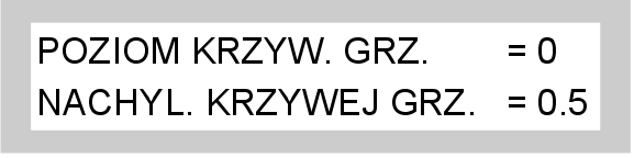 Korekty sposobu pracy obiegów grzewczych (ciąg dalszy) Dalsze nastawy 5. y/x aż będzie zaznaczony Poziom krzywej grzewczej lub Nachylenie krzywej grzewczej (patrz rysunek przedstawiający wyświetlacz).