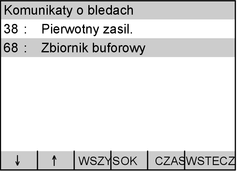 Możliwości odczytu Zgłoszenia usterek (ciąg dalszy) Odczyt zapamiętanych zgłoszeń usterek 4. CZAS nacisnąć wcelu wyświetlenia czasu wystąpienia usterki. 5.