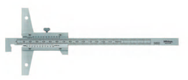 Noniuszowy głębokościomierz suwmiarkowy z hakiem Patrz tabele 06ABZ297 Etui tworzywa sztucznego 25,00 dla głębokościomierza 150/200mm 06ADS452 Etui z tworzywa sztucznego dla głębokościomierza 300mm