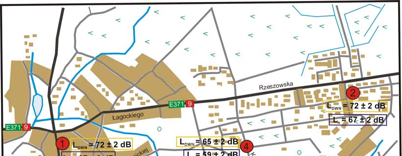 Tabela 4.3. Natężenie ruchu i procentowy udział jazdów ciężkich w strumieniu ruchu jazdów w miejscowości Nowa Dęba [7]. Nazwa ulicy 1. Łagockiego 2.