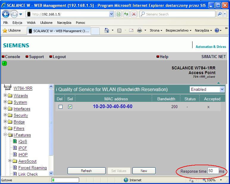 Konfiguracja Quality of Service na urzdzeniach serii Scalance W Widok e do usugi iqos zostao dodane nowe urzdzenie.