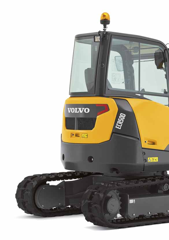 Potężna 5-tonowa koparka Kabina Volvo Najlepsza w branży, przestronna kabina Volvo z certyfikatami zgodności z wymaganiami FOPS1 (u góry), TOPS i ROPS odznacza się widocznością we wszystkich