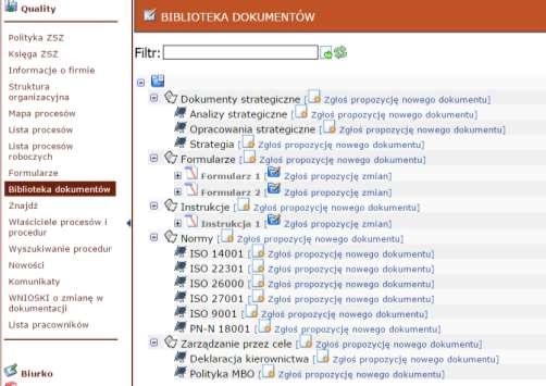 BPM Quality - funkcje Portal procesów Portal dokumentacji: