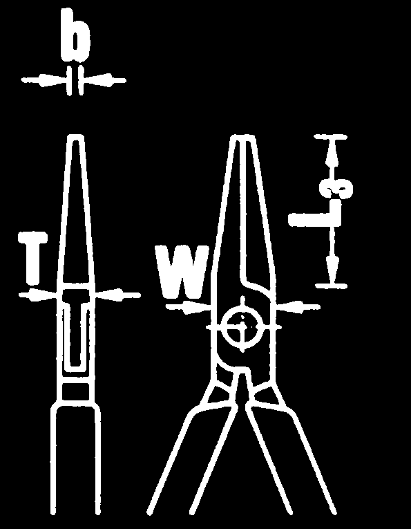 Szczypce okrągłe dla mechaników 6525 przeznaczone do wyginania oczek z drutu, okrągłe, gładkie precyzyjne końcówki (1 mm O), przegub bez luzów idealne prowadzenie przegubu 3 W T b Kod mm szczęki