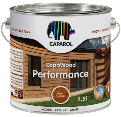 Lazura do drewna CapaWood Performance Cienkopowłokowa, zewnętrzna lazura do ochrony i dekoracji elementów drewnianych, zwiększająca odporność drewna na wilgoć i promieniowanie UV.