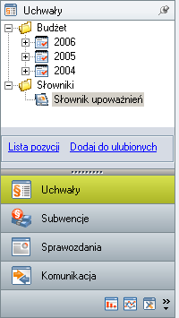 Rysunek 6. Lewy panel - okno modułów Każdemu modułowi programu przypisane jest osobne drzewo nawigacyjne.