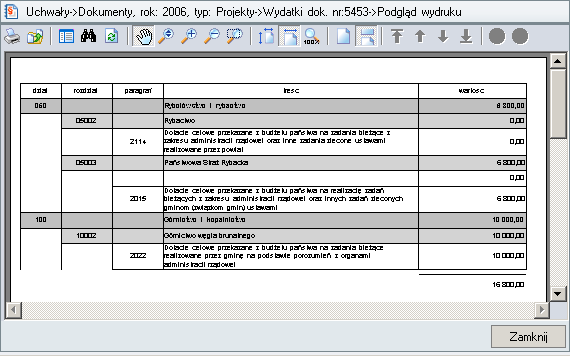 Rysunek 26. Okno podglądu wydruku Okno podglądu wydruku zawiera szereg dodatkowych opcji, pozwalających m.in.