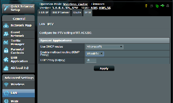 4.2.4 IPTV Router bezprzewodowy obsługuje połączenia z usługami IPTV udostępniane przez usługodawcę internetowego lub sieć LAN.