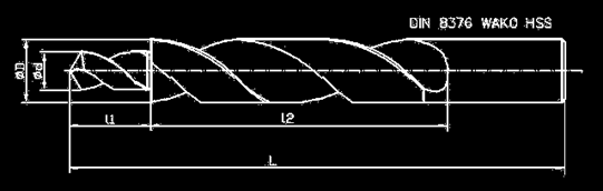 gwint Ød Ø D l 1 l 2 M3 3.4 6 9 57 93 M4 4.5 8 11 75 117 M5 5.5 10 13 87 133 M6 6.