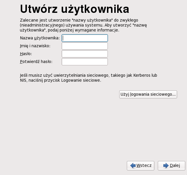 Rysunek 16. Ekran tworzenia użytkownika narzędzia pierwszego uruchomienia 23.