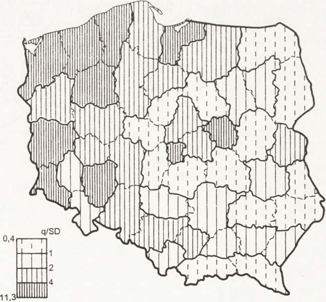 Rye. 25. Udział roślin pastewnych w powierzchni zasiewów - 1990 Fodder crops as a percentage o f agricultural land 1990 Rye. 26.